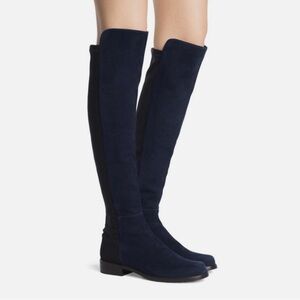 Stuart Weitzman 50/50 Navy Suede Leather Knee High Boots